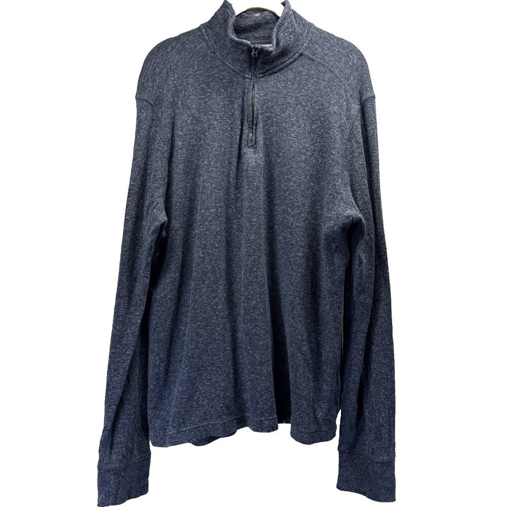 J Crew Knit Goods Men's 1/4 Zip Sweater Large Blue Knit‎ Cotton Long Sleeves